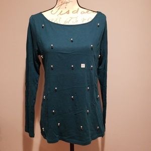 LOFT Embellished Long Sleeve Top